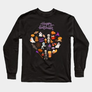 Boo Happy halloween Hello October heart Autumn is my favorite season, love Fall pumpkin Long Sleeve T-Shirt